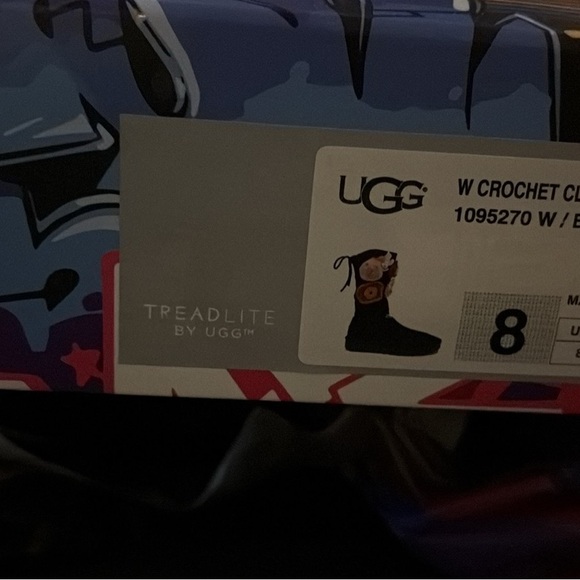 UGG Black Crochet Lace-Up Boot with Floral Appliqués - Picture 2 of 4